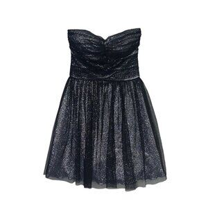 dELiA*s Silver Tulle Party Dress 5/6 US Strapless Black Overlay